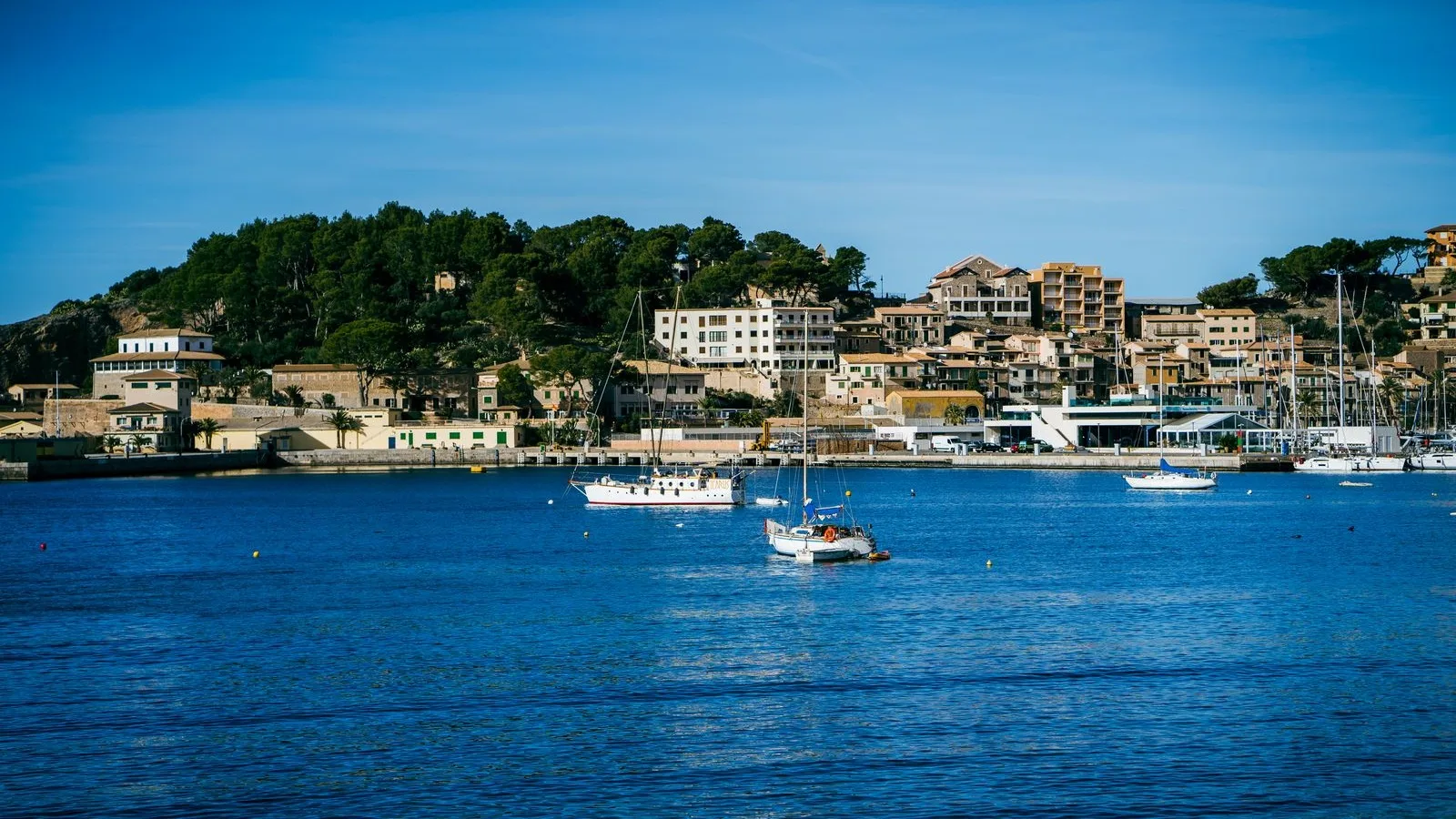 Gran badia mediterrània amb vaixells i muntanyes al fons, com el Golf de Roses a la Costa Brava