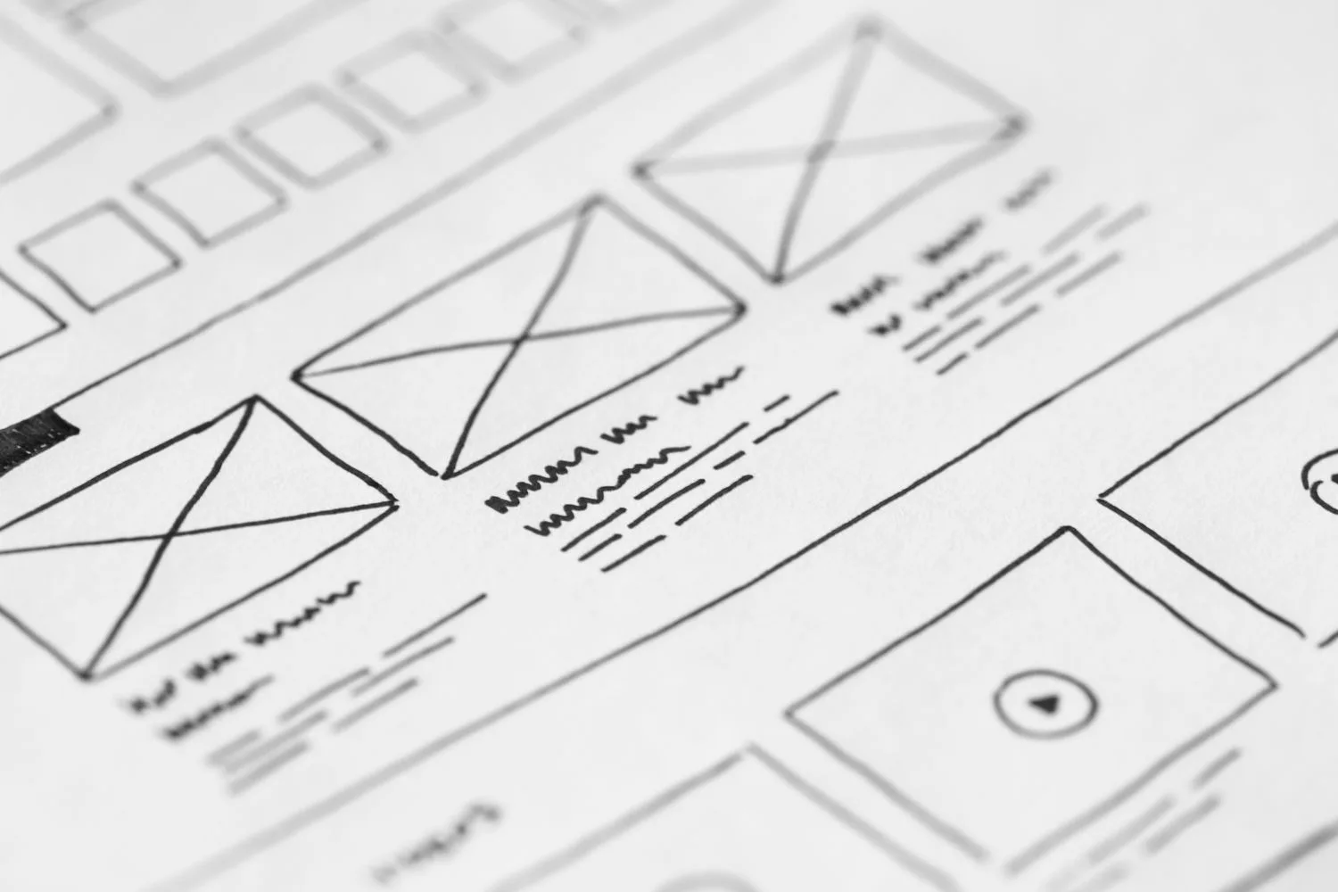 A hand-drawn website structure sketch for splitting one page per service